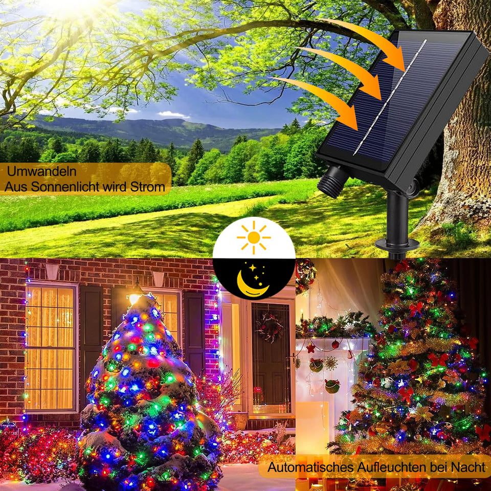 LUCES NAVIDEÑAS CON PANEL SOLAR MULTICOLOR 20M